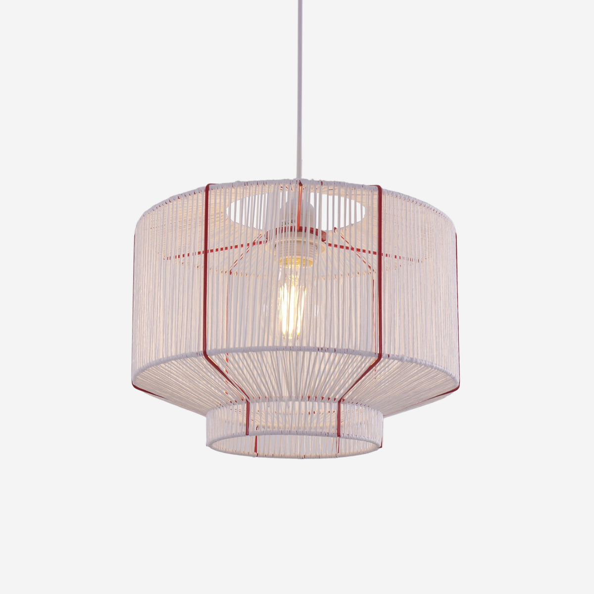 Lightsin Modern Handwoven White Paper Rope Pendant Light for Cozy Interiors