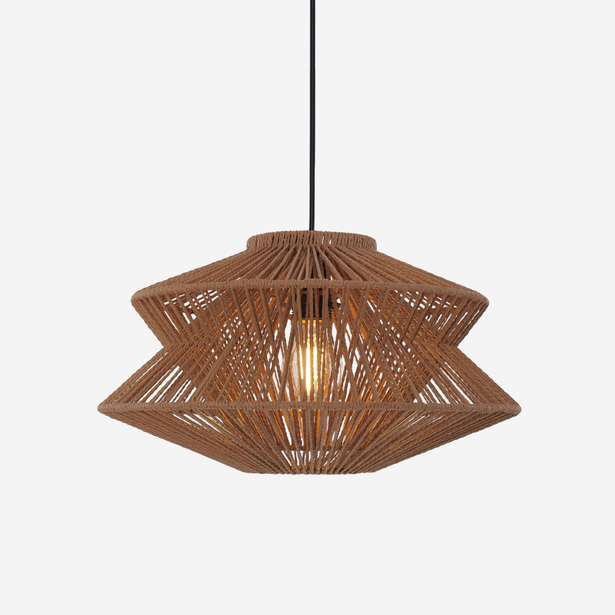 Lightsin Khaki Handwoven Paper Rope Pendant Light with Iron Frame