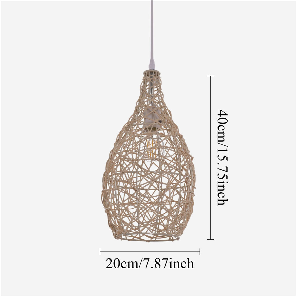 Lightsin Natural Rattan and Bamboo Pendant Light with Iron Frame