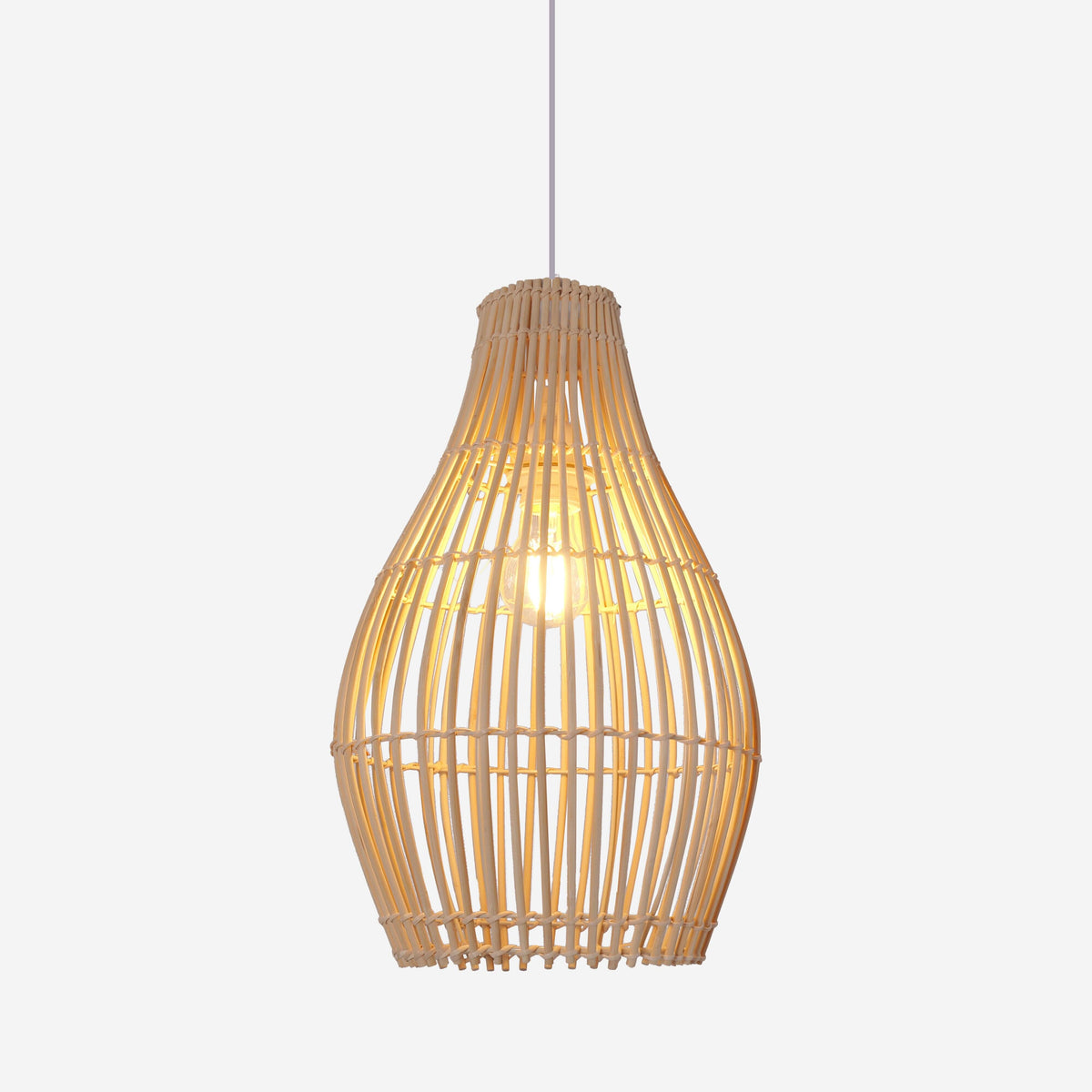 Lightsin Natural Rattan and Bamboo Pendant Light with Iron Frame