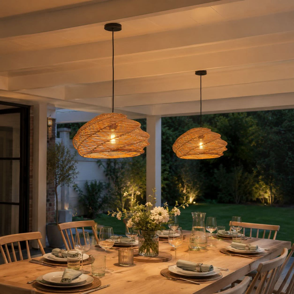Lightsin Spiral Woven Paper Rope Pendant Light for Kitchen Island & Dining Room