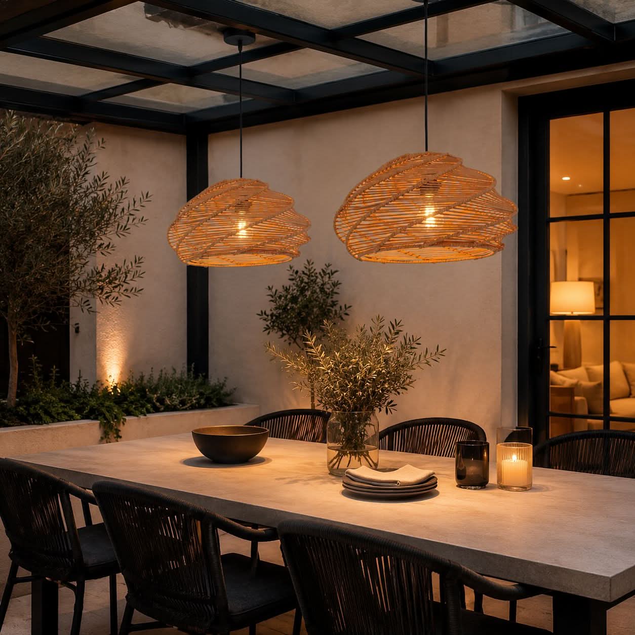 Lightsin Spiral Woven Paper Rope Pendant Light for Kitchen Island & Dining Room