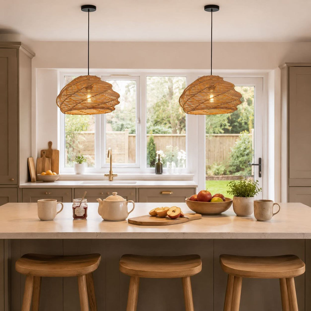 Lightsin Spiral Woven Paper Rope Pendant Light for Kitchen Island & Dining Room