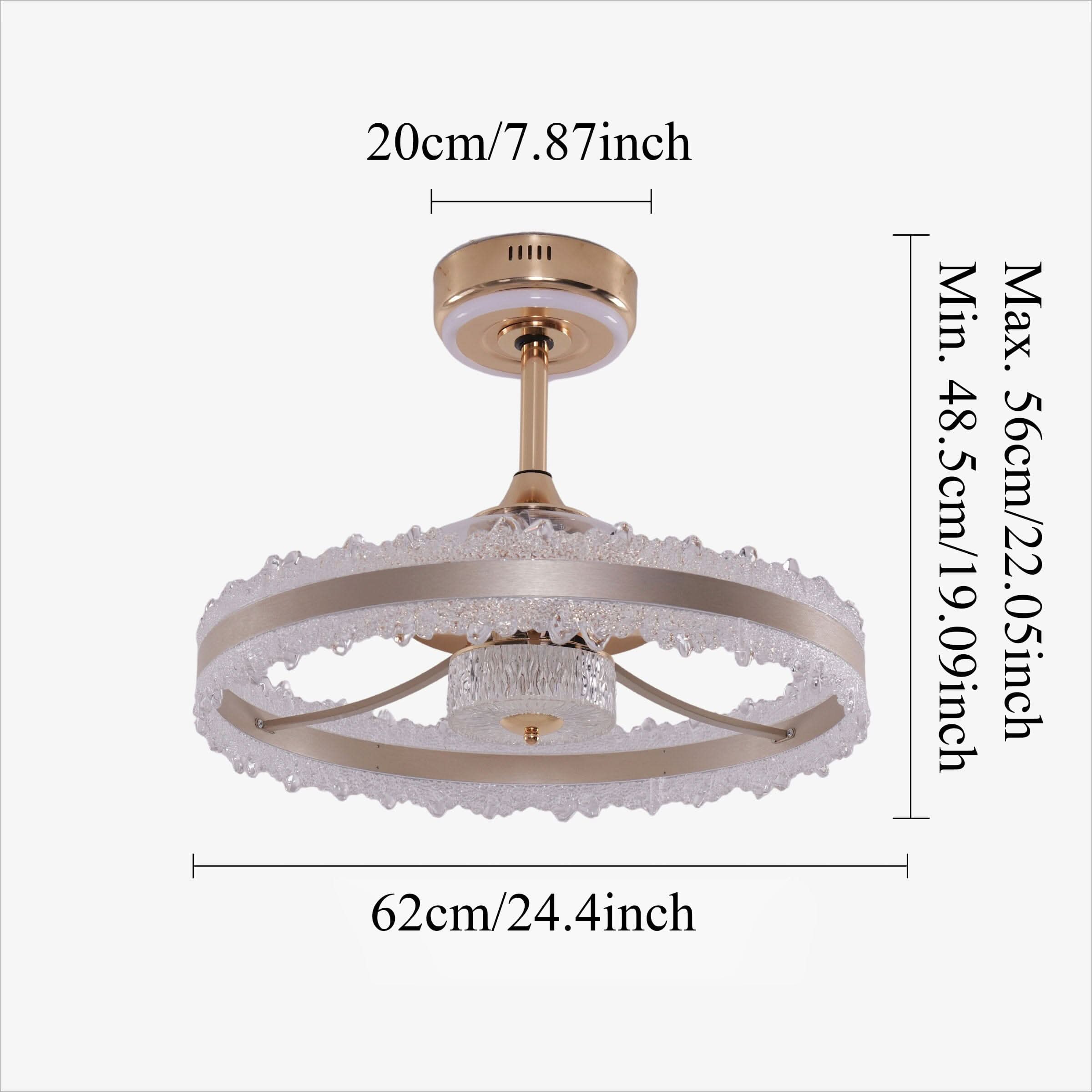 Lightsin Modern Gold Halo Ceiling Fan Light with Remote, 6 Speeds & 3 Colour Temperatures
