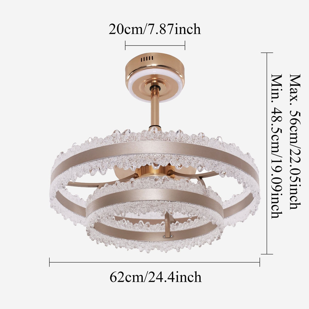 Lightsin Modern Gold Halo Ceiling Fan Light with Remote, 6 Speeds & 3 Colour Temperatures