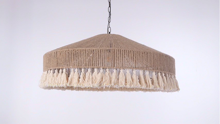 Lightsin Boho Handcrafted Woven Pendant Light with Tassels for Dining Room & Living Room
