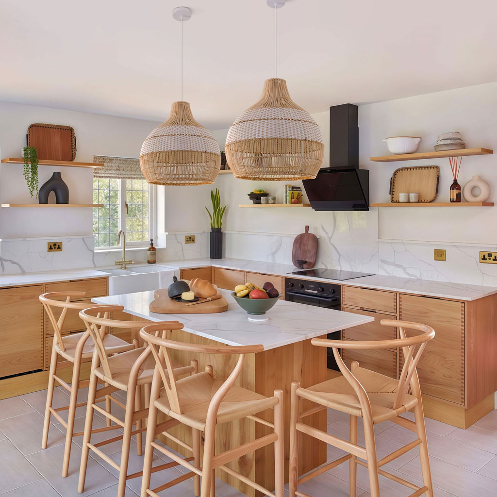 Cella-Lightsin Handwoven Rattan Pendant Light for Kitchen and Boho-Style Interiors