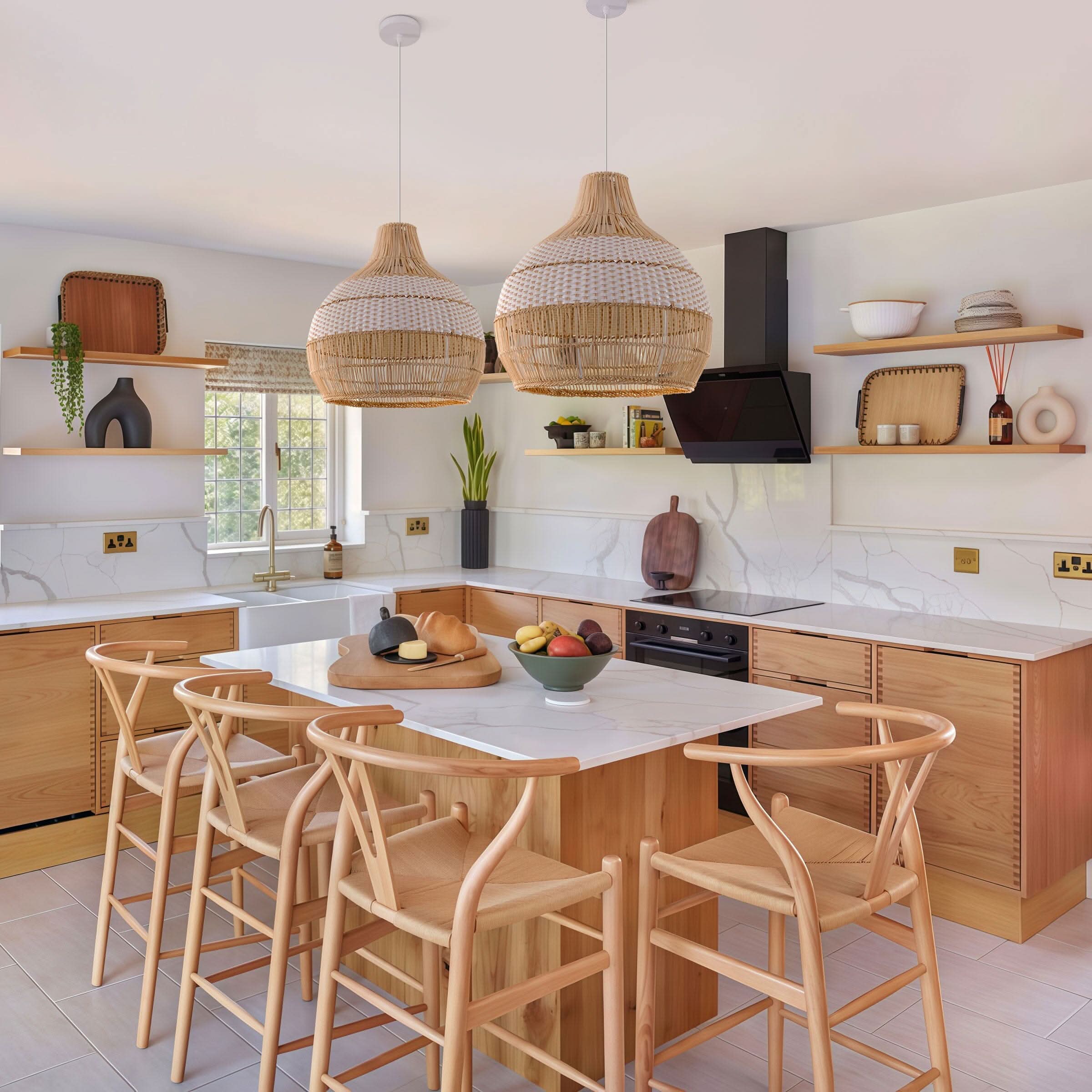 Cella-Lightsin Handwoven Rattan Pendant Light for Kitchen and Boho-Style Interiors
