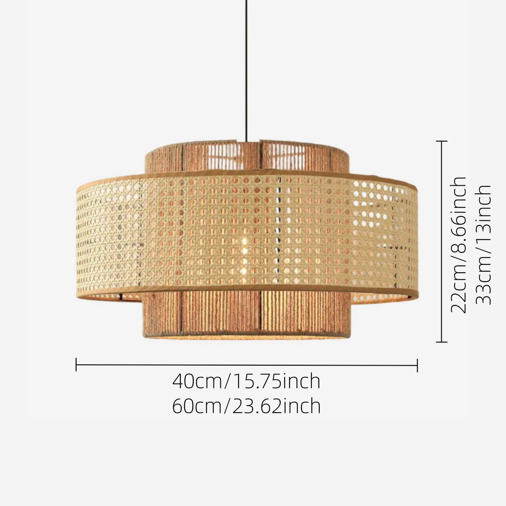 Lightsin Natural Woven Rattan and Hemp Rope Rustic Pendant Light Fixture