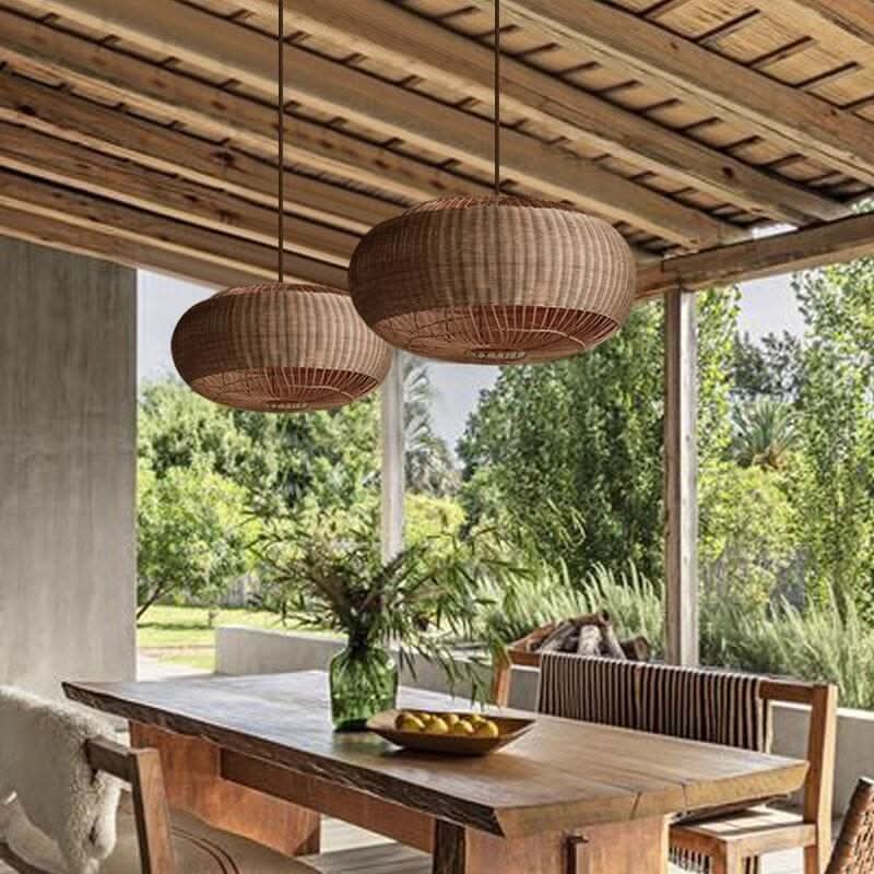 Lightsin Handcrafted Split Rattan Basket Pendant Light for Dining Room, Living Room