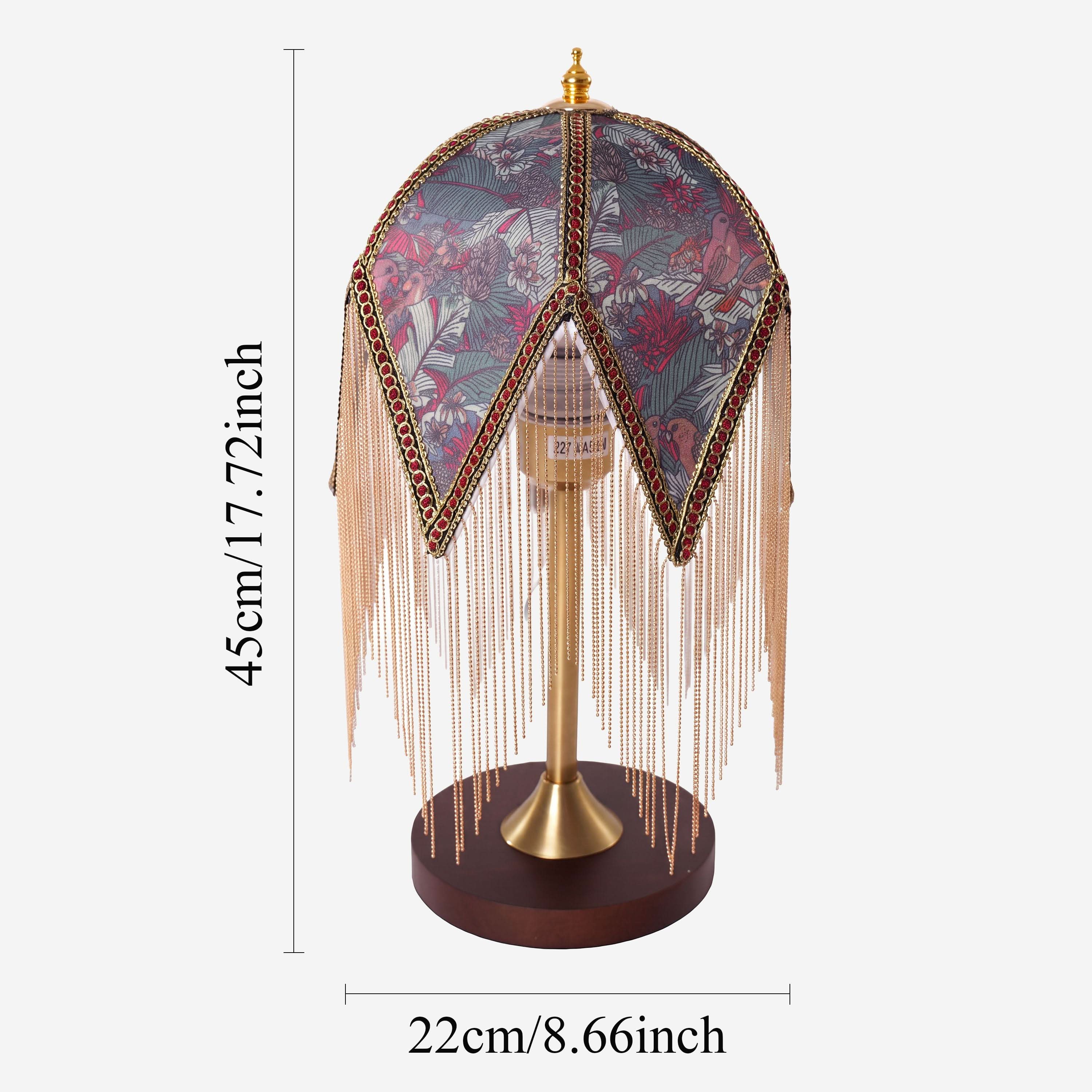 Mid-Century Vintage Tassel Table Lamp | Antique Brass & Fabric Bedside Lamp