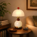 Mosaic Mother-of-Pearl Table Lamp - Coastal Glass & Wood Bedside Light