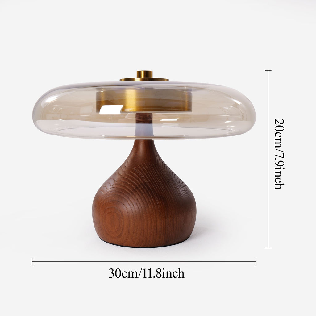 Ash Wood Glass Table Lamp