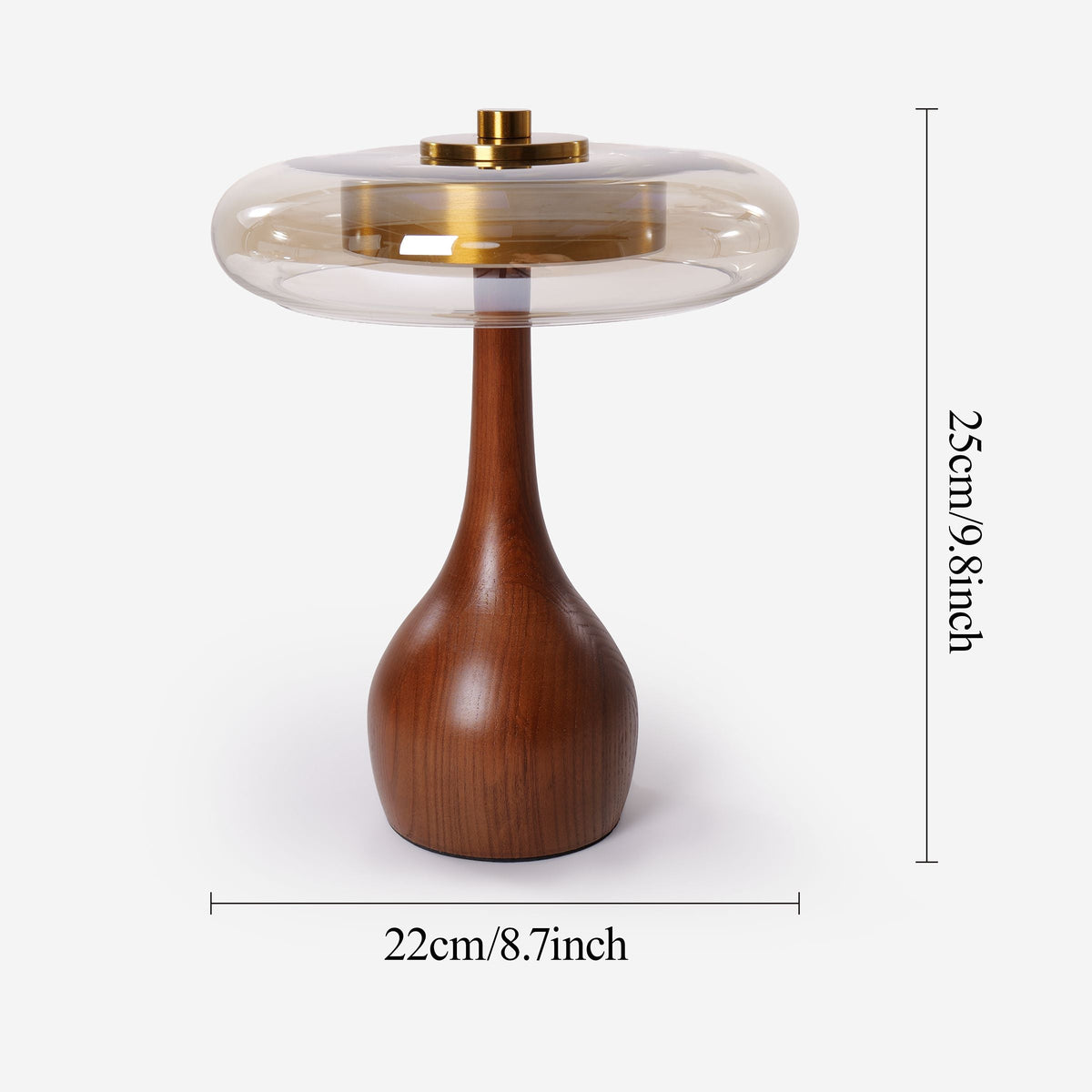 Ash Wood Glass Table Lamp