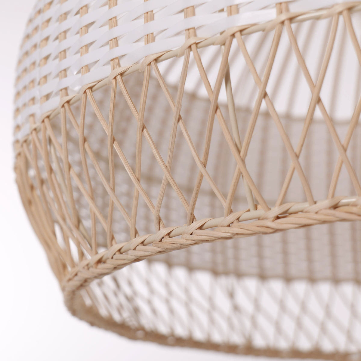 Dewlight-Handwoven Half White Rattan Pendant Light | Kitchen Island Pendant Lamp