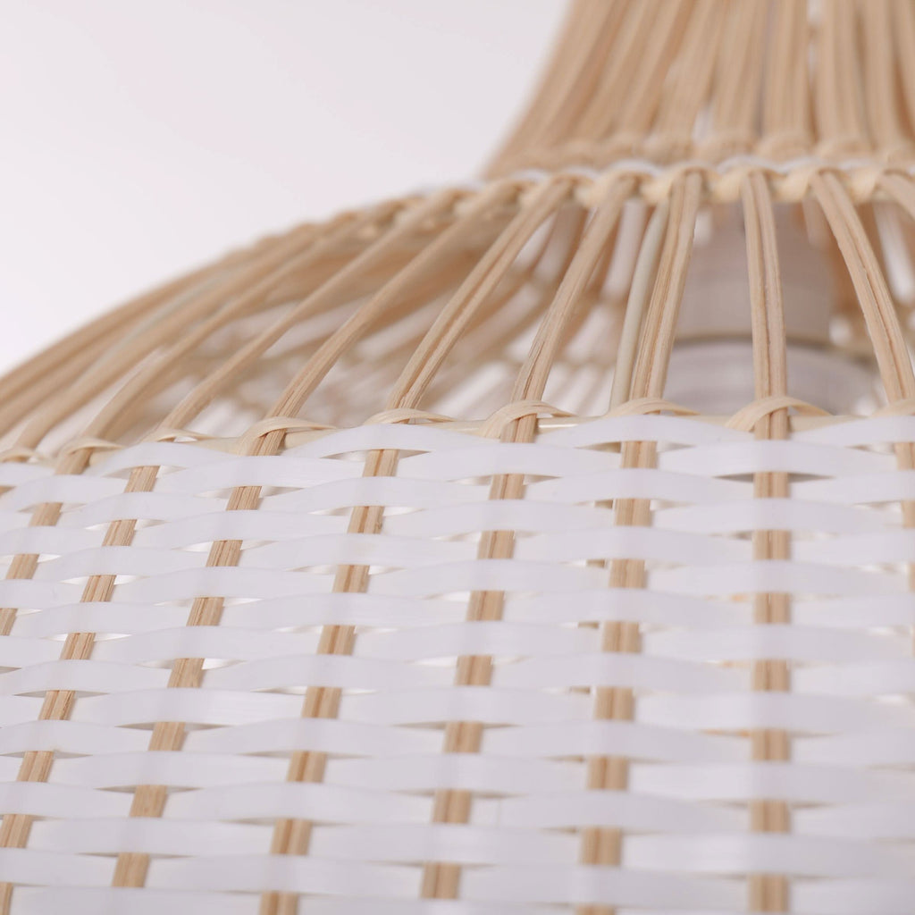 Dewlight-Handwoven Half White Rattan Pendant Light | Kitchen Island Pendant Lamp