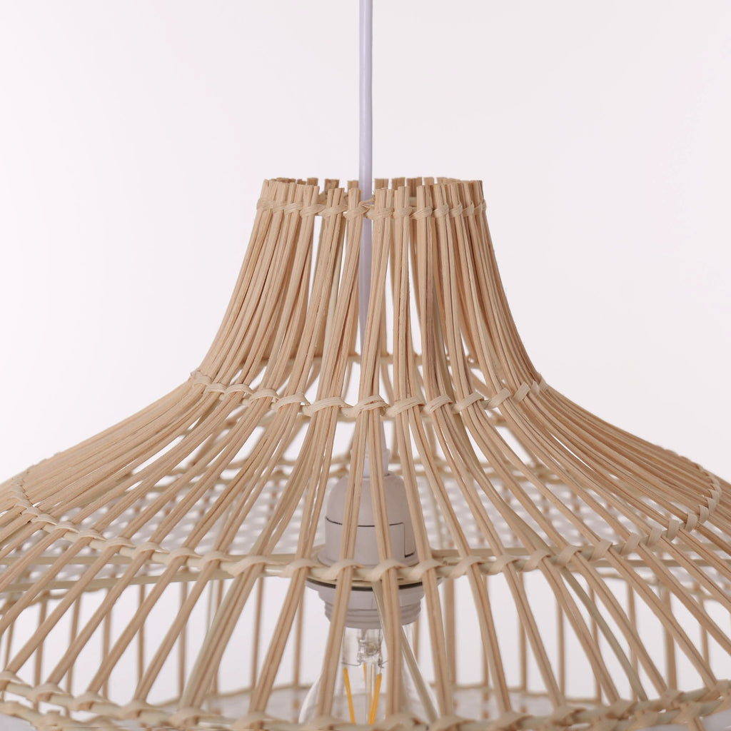 Dewlight-Handwoven Half White Rattan Pendant Light | Kitchen Island Pendant Lamp