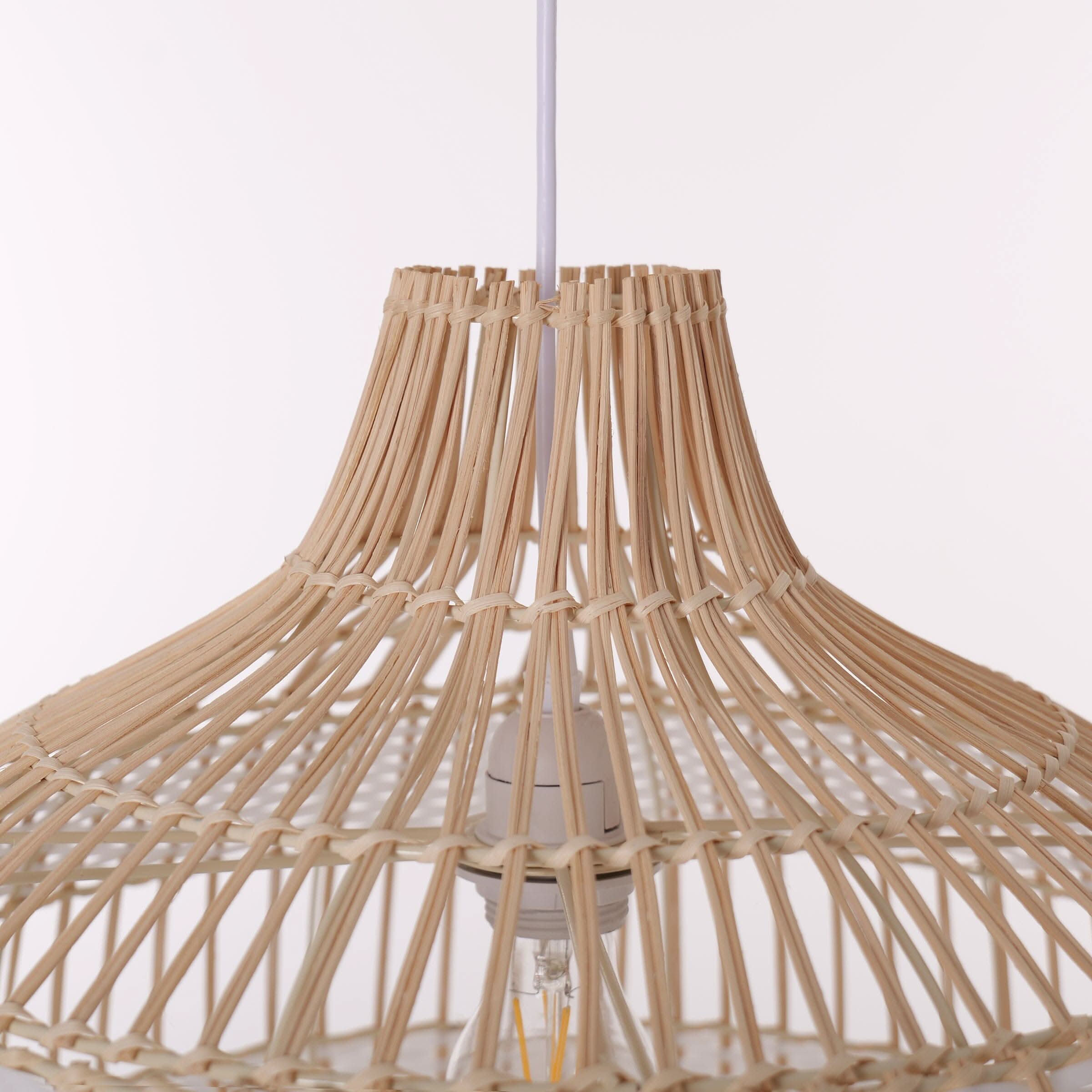 Dewlight-Handwoven Half White Rattan Pendant Light | Kitchen Island Pendant Lamp