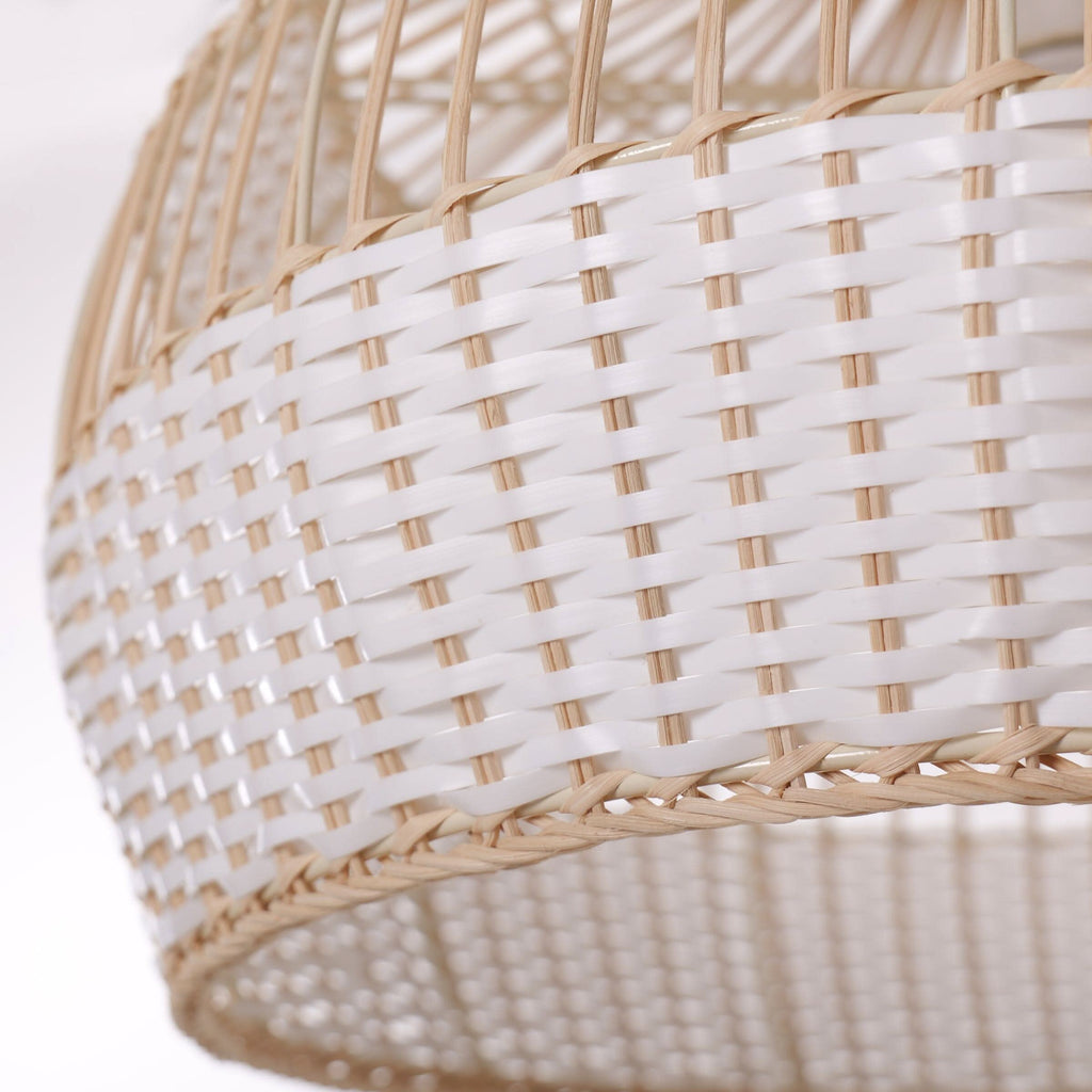 Dewlight-Handwoven Half White Rattan Pendant Light | Kitchen Island Pendant Lamp