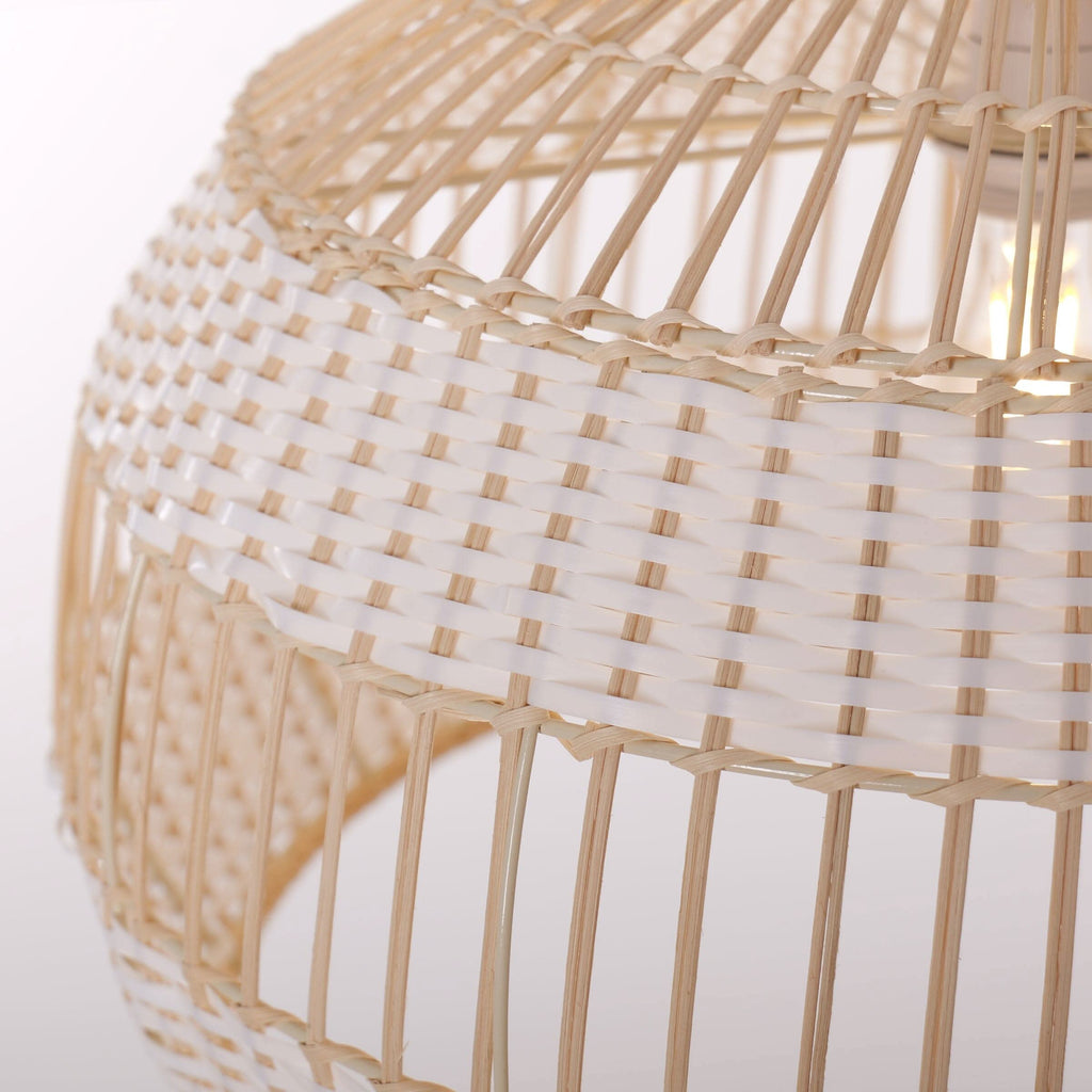 Dewlight-Handwoven Half White Rattan Pendant Light | Kitchen Island Pendant Lamp