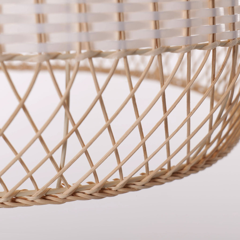 Dewlight-Handwoven Half White Rattan Pendant Light | Kitchen Island Pendant Lamp