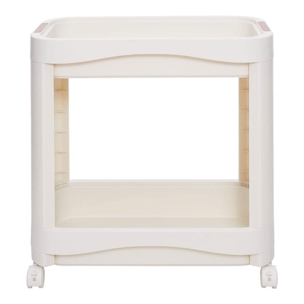 Cream White 2-Tier Rolling Storage Cart (52×30×52cm)