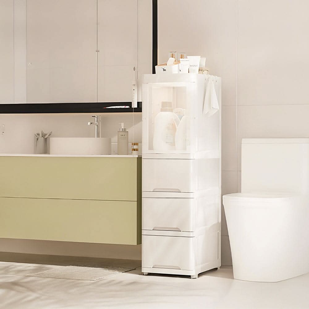 4-Tier Drawer-Style Plastic Storage Cabinet (24×36×99cm)