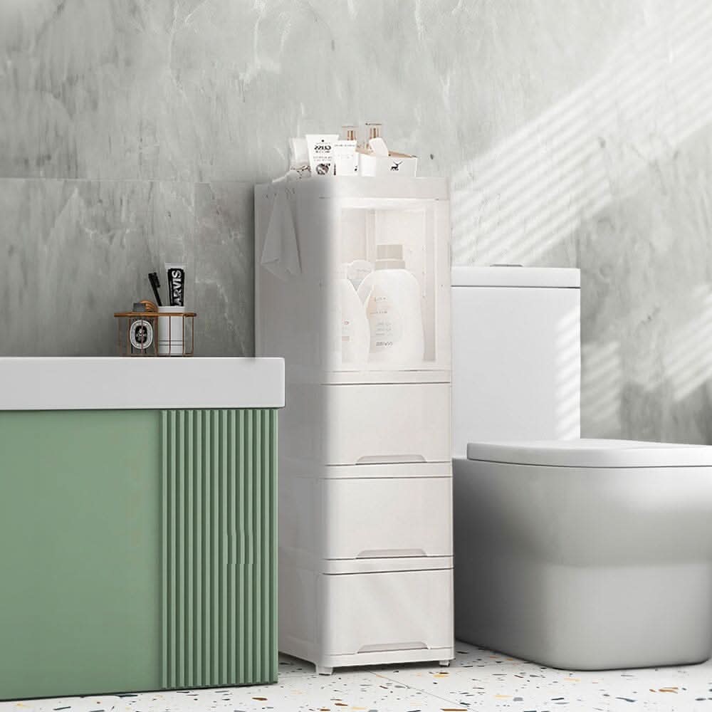 4-Tier Drawer-Style Plastic Storage Cabinet (24×36×99cm)