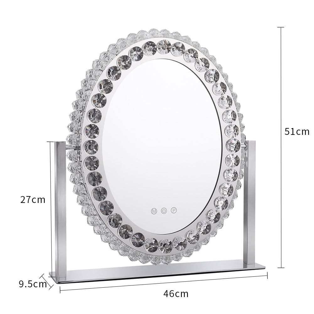 51cm H Hollywood LED Oval Makeup Mirror with Luxury Crystal