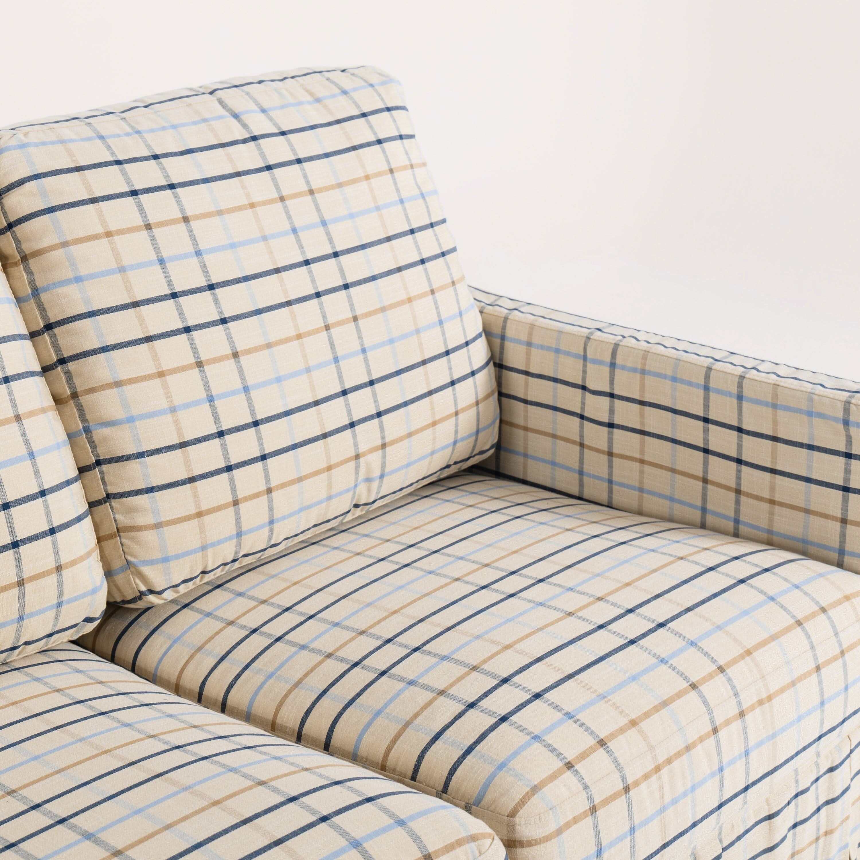 Cottonfy 3 Seater Striped Sofa with Removable Covers and Skirted Design