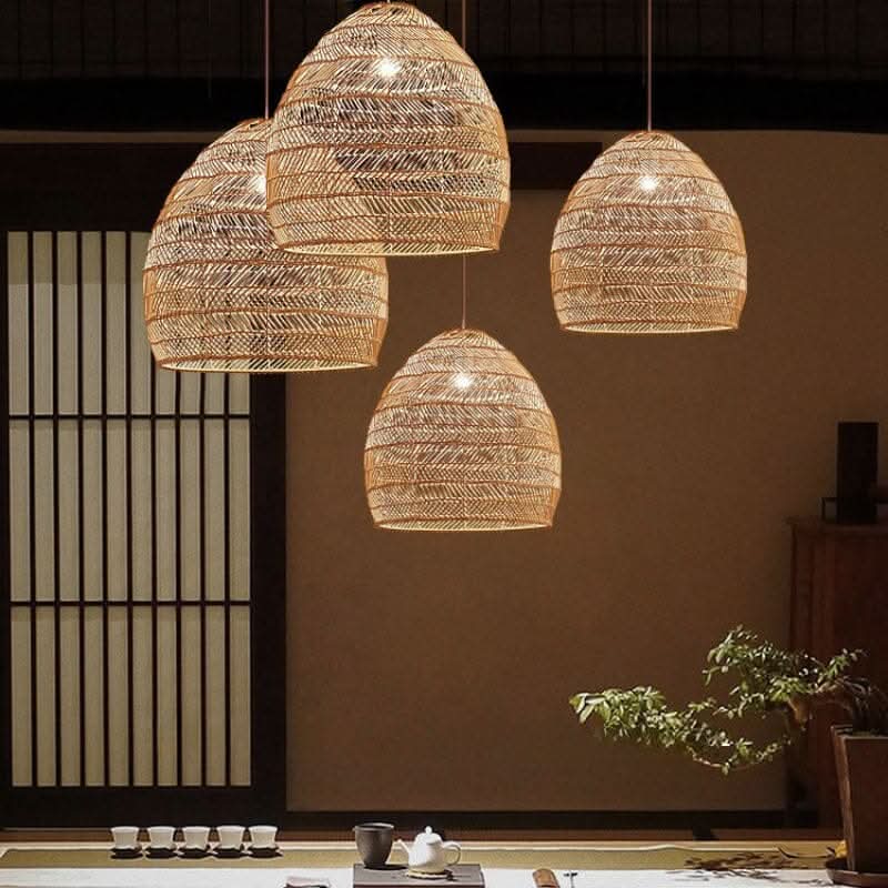 Cella-Lightsin Natural Rattan Pendant Light with Optional Woven Inner Sphere