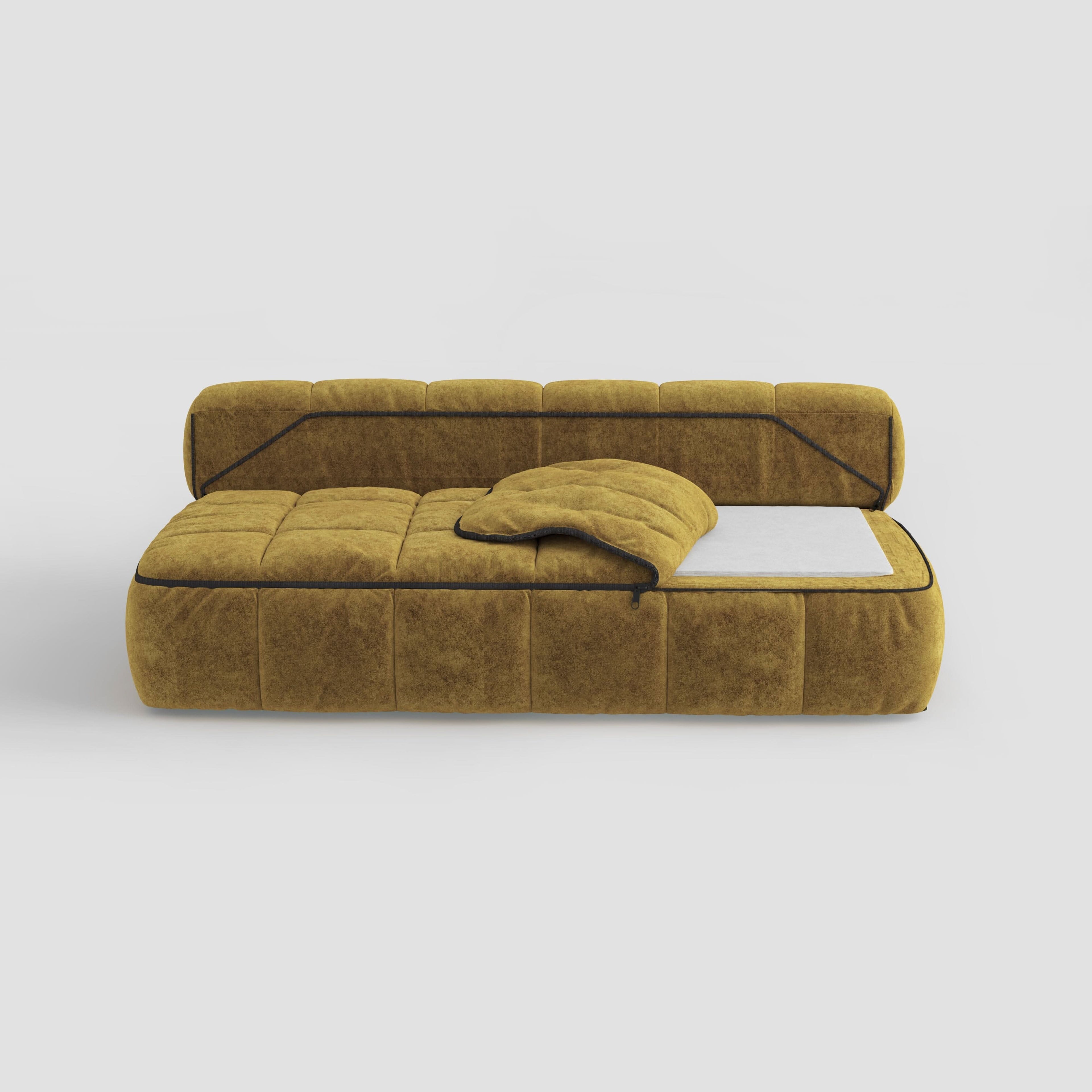 Convertible Sofa Bed with Sleeping Bag Style and Removable Cover
