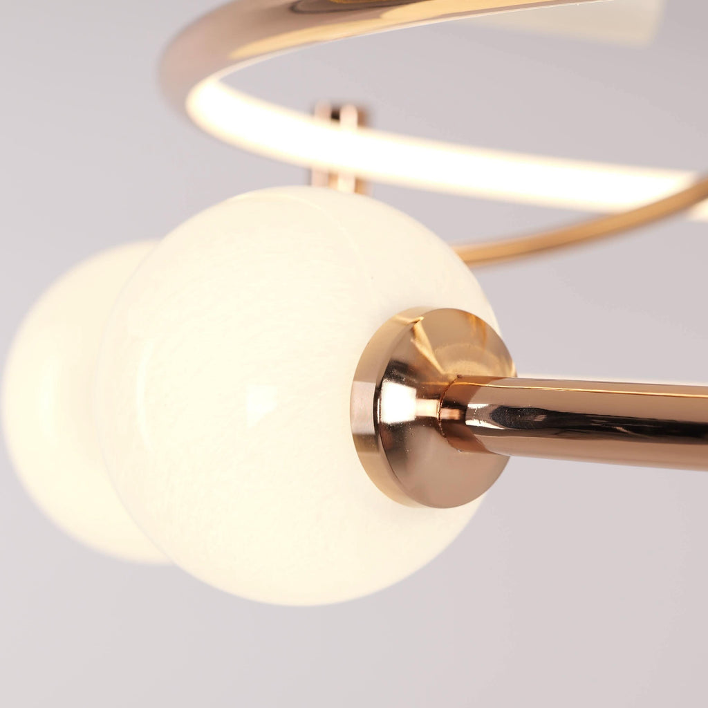 Lightsin Modern Gold LED Ceiling Light with Glass Globes and Colour Changing