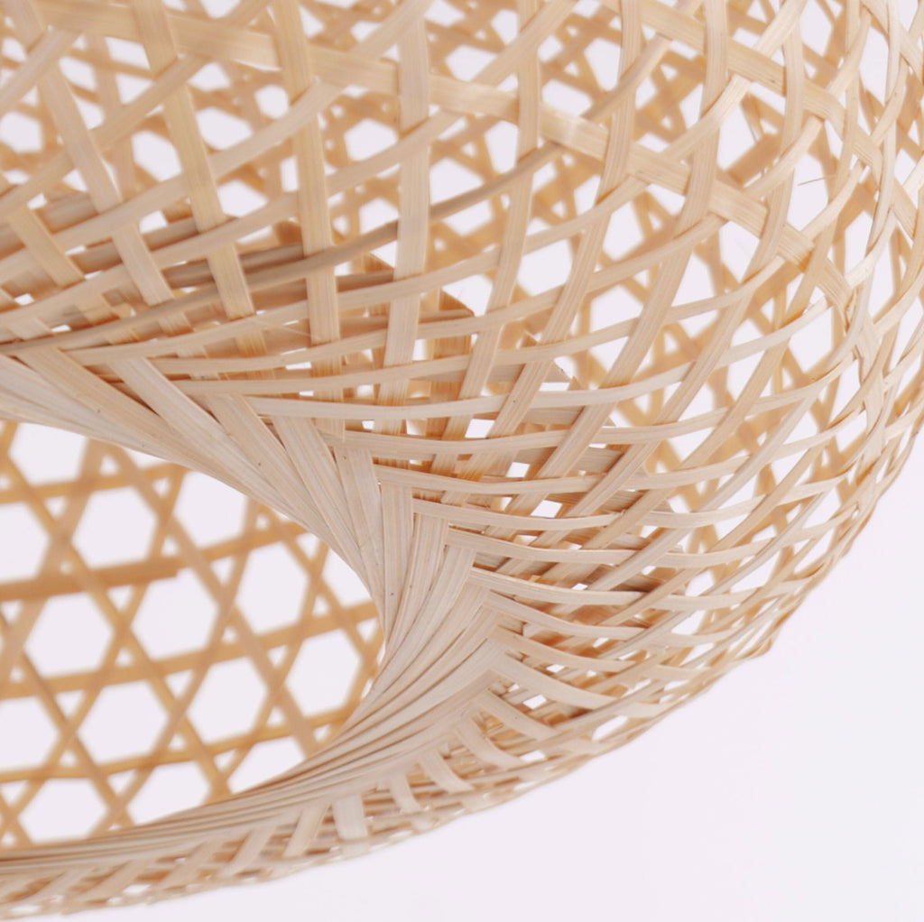 Lightsin Natural Bamboo Pendant Light with Handwoven Lampshades in Four Sizes