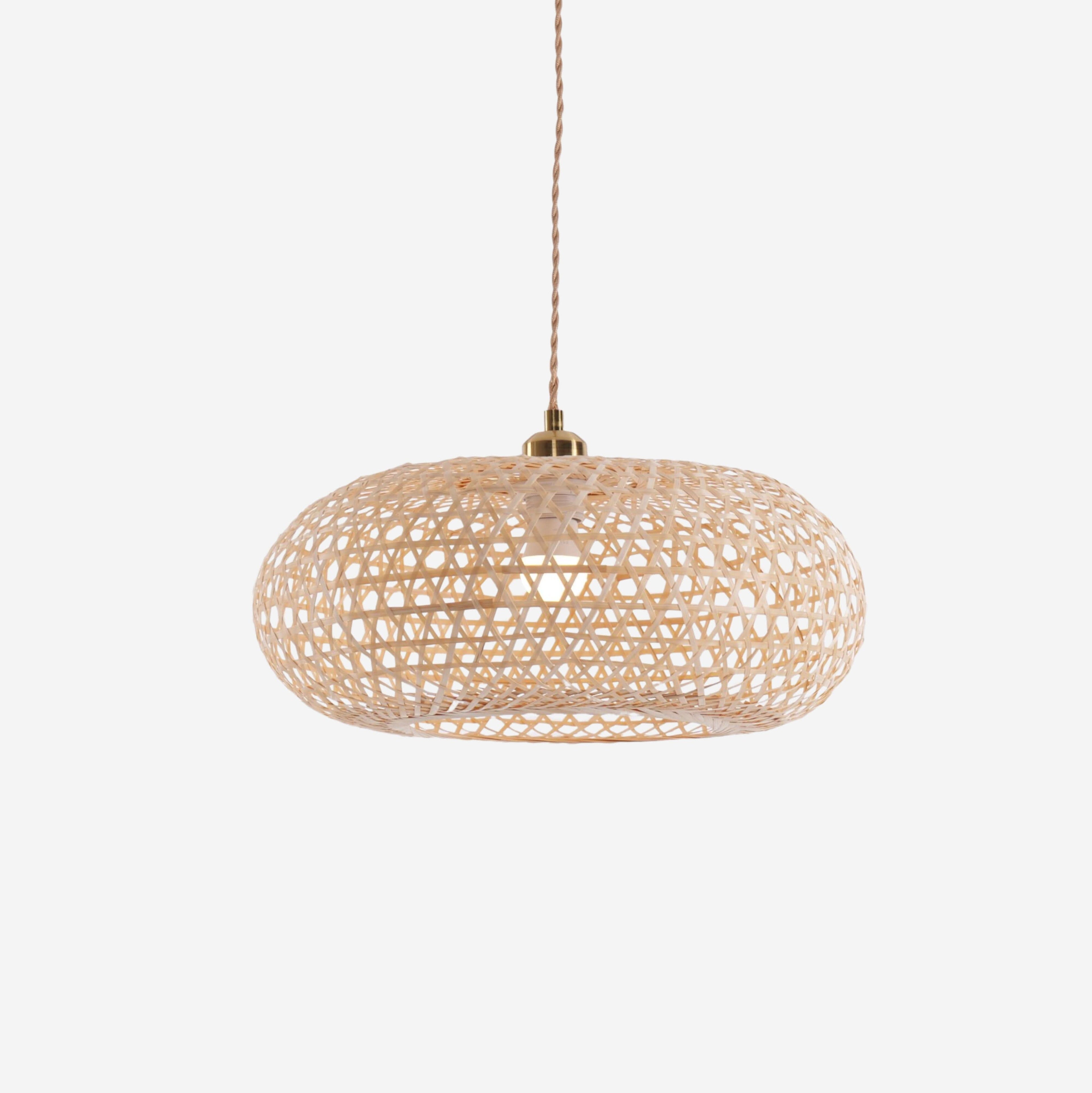 Lightsin Natural Bamboo Pendant Light with Handwoven Lampshades in Four Sizes