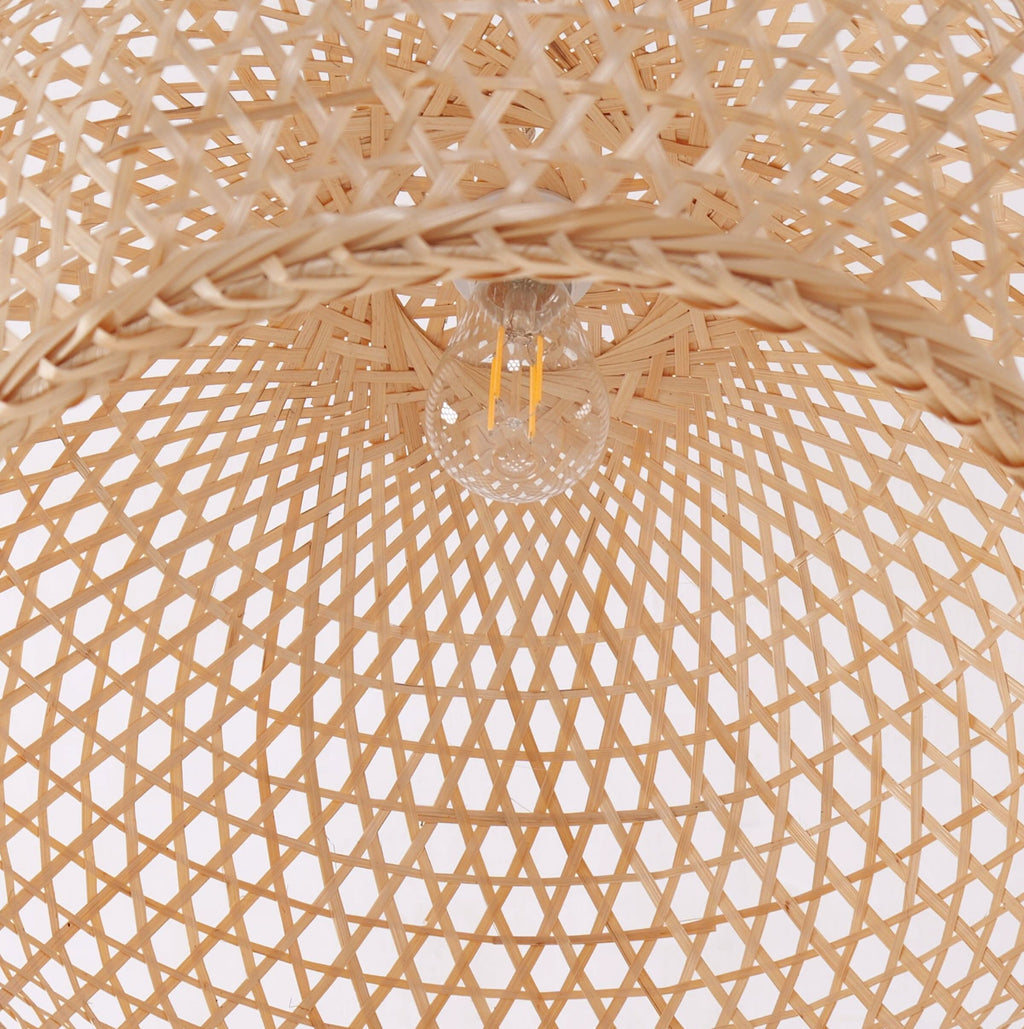 Lightsin Natural Bamboo Pendant Light with Handwoven Lampshades in Four Sizes