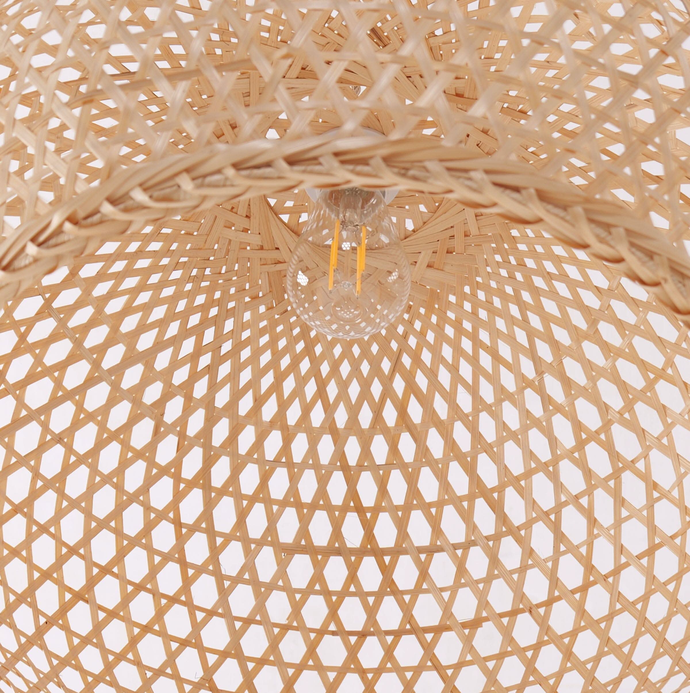 Lightsin Natural Bamboo Pendant Light with Handwoven Lampshades in Four Sizes