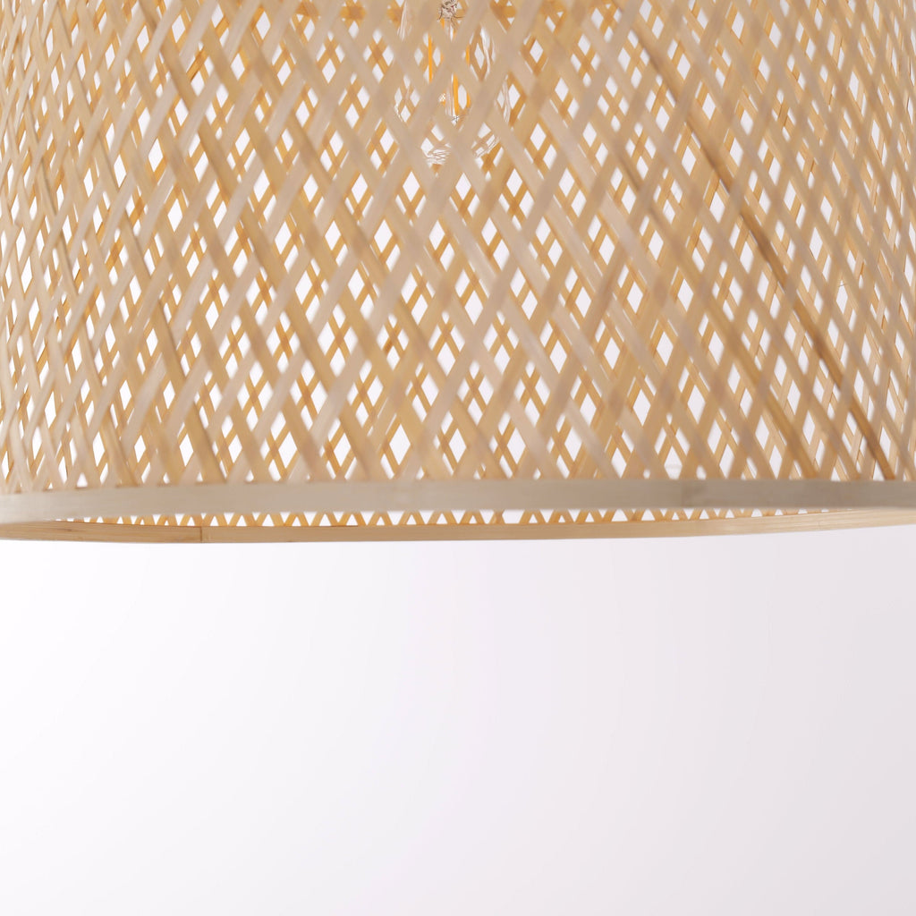 Lightsin Cella-Bamboo Pendant Light – Handwoven Cylindrical Ceiling Light with Cross-Weave Shade for Kitchen, Bedroom & Living Room