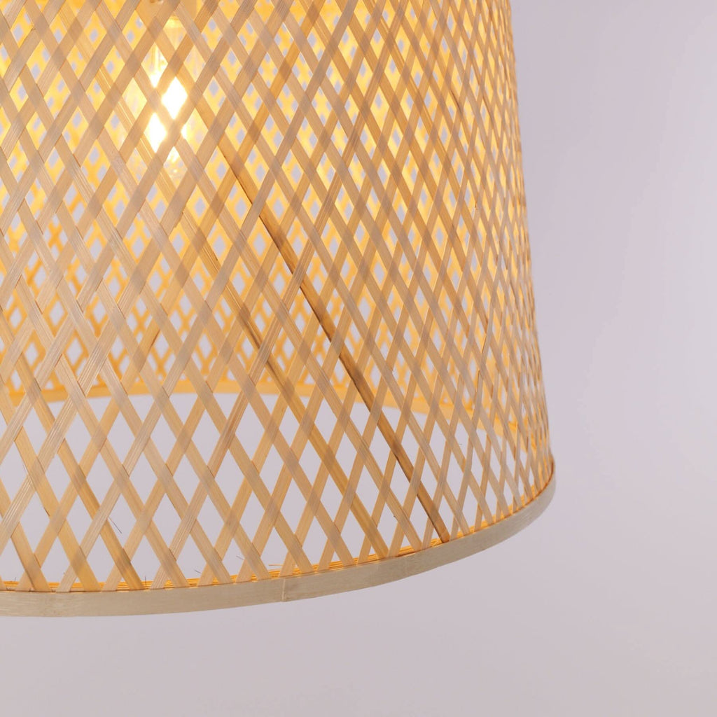 Lightsin Cella-Bamboo Pendant Light – Handwoven Cylindrical Ceiling Light with Cross-Weave Shade for Kitchen, Bedroom & Living Room