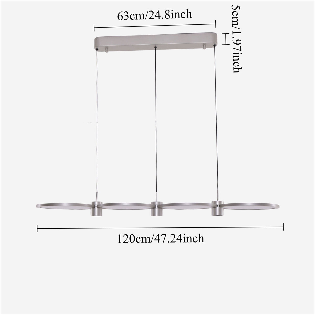 Lightsin Sleek Silver Linear Pendant Light with Acrylic Shades