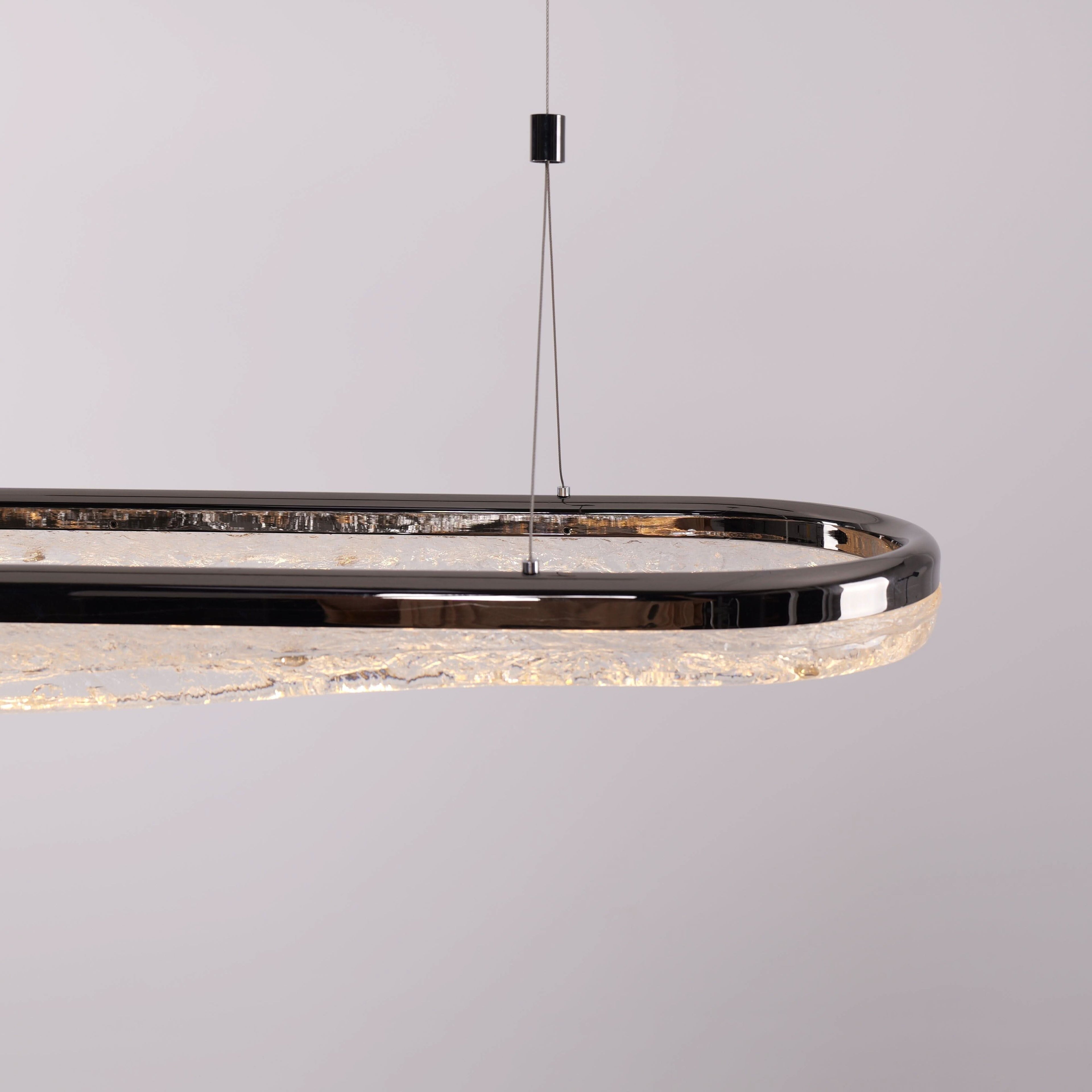 Lightsin Sleek Pearl Black LED Resin Oval Pendant Light Modern Chandelier Lighting