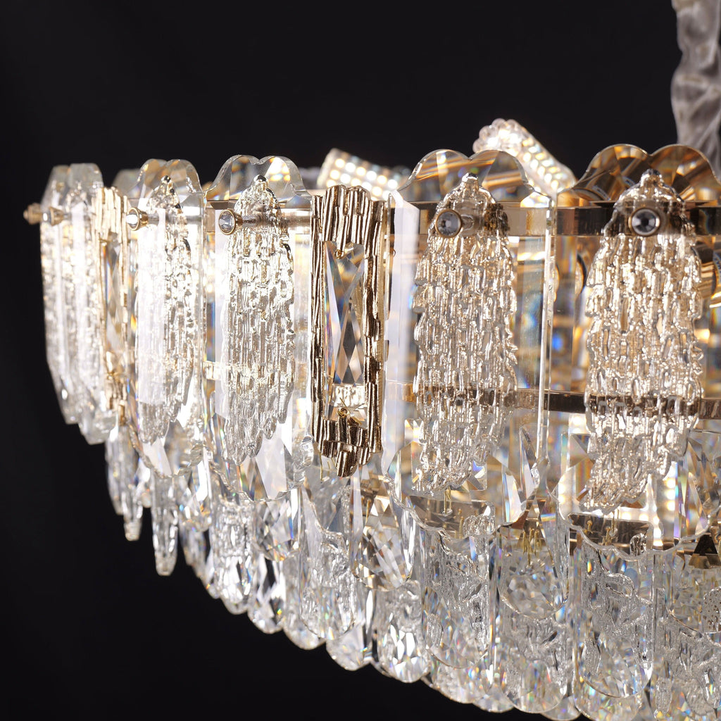 Lightsin Elegant Crystal-Accented Champagne Gold Crystal Chandelier Pendant Light
