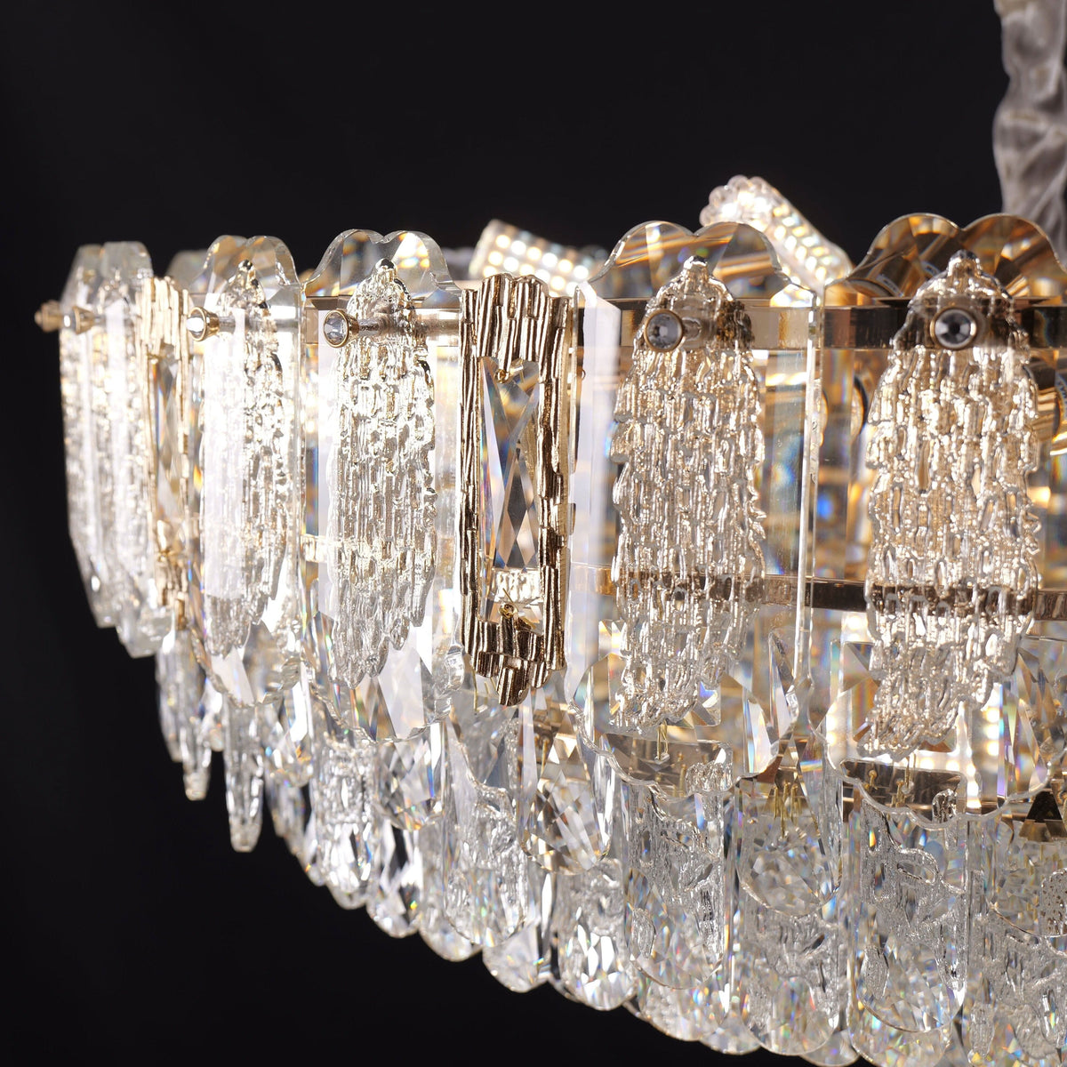 Lightsin Elegant Crystal-Accented Champagne Gold Crystal Chandelier Pendant Light