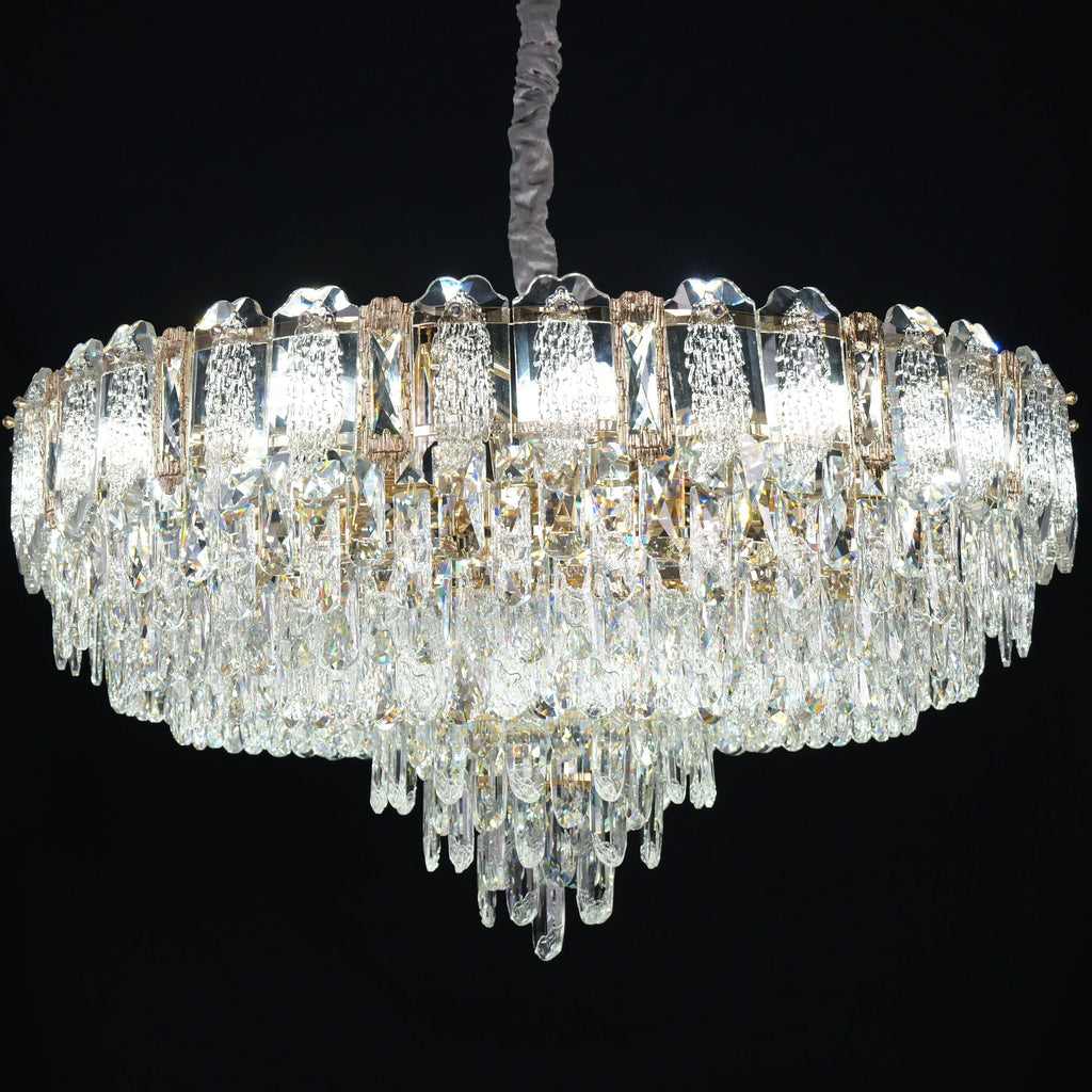 Lightsin Elegant Crystal-Accented Champagne Gold Crystal Chandelier Pendant Light