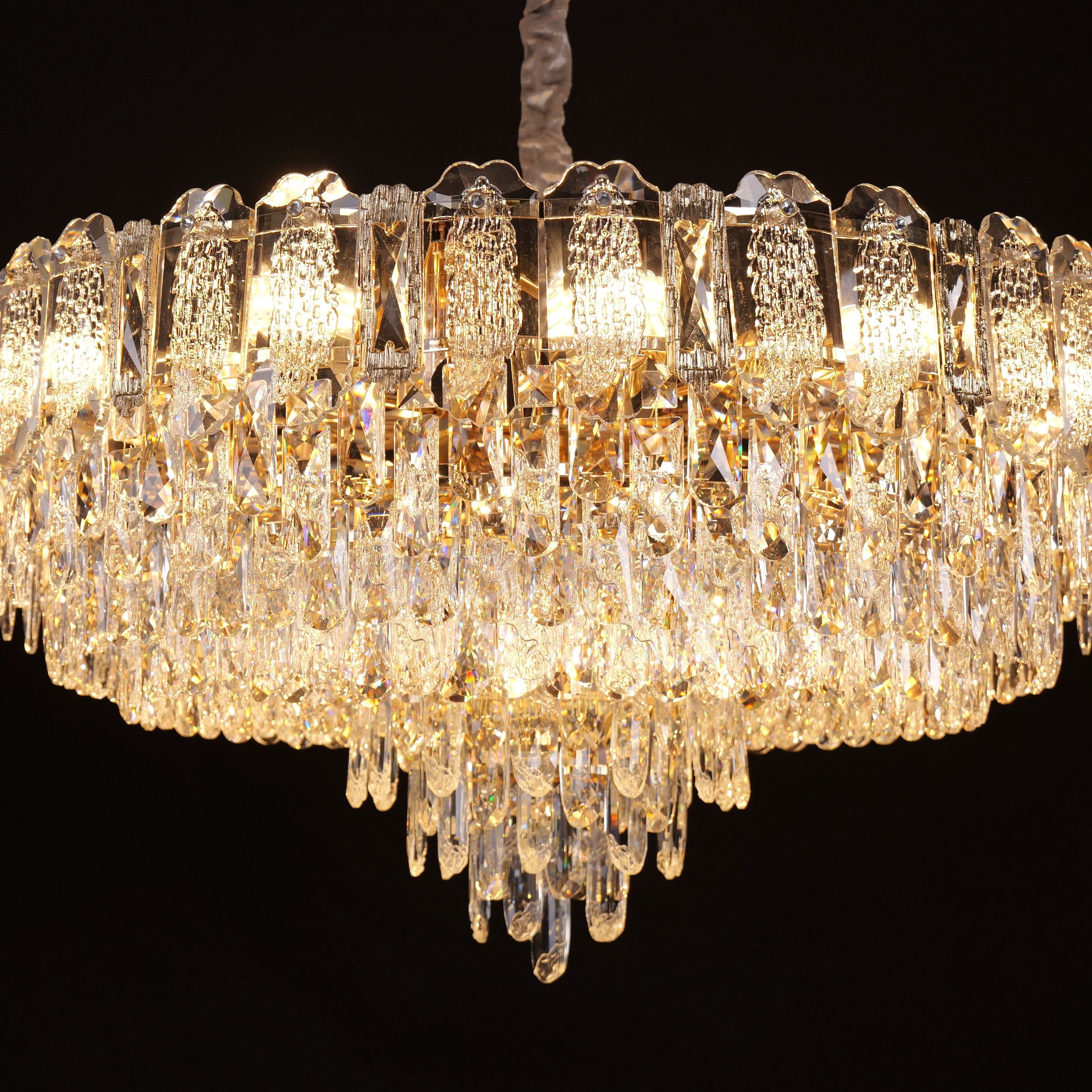 Lightsin Elegant Crystal-Accented Champagne Gold Crystal Chandelier Pendant Light