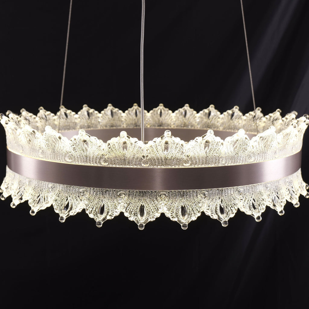 Lightsin Modern Simple Dimmable Metal Ring-Shaped Pendant Light with Acrylic Ceiling Light Cover and Acrylic Lighting Panels