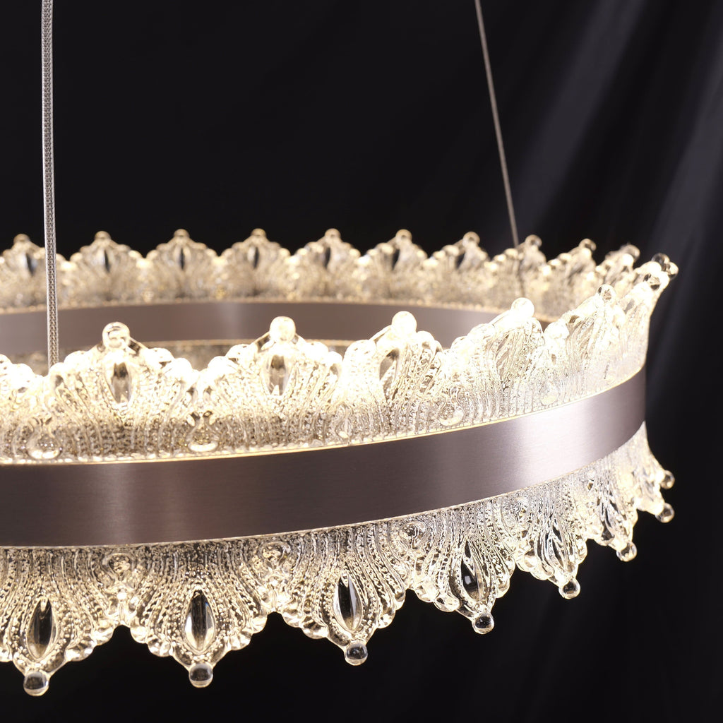 Lightsin Modern Simple Dimmable Metal Ring-Shaped Pendant Light with Acrylic Ceiling Light Cover and Acrylic Lighting Panels
