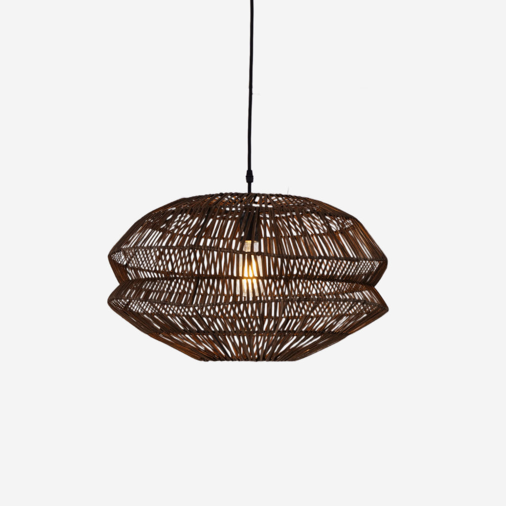 Lightsin Eco Friendly Rattan Pendant Light Handwoven Rustic Farmhouse Ceiling Light