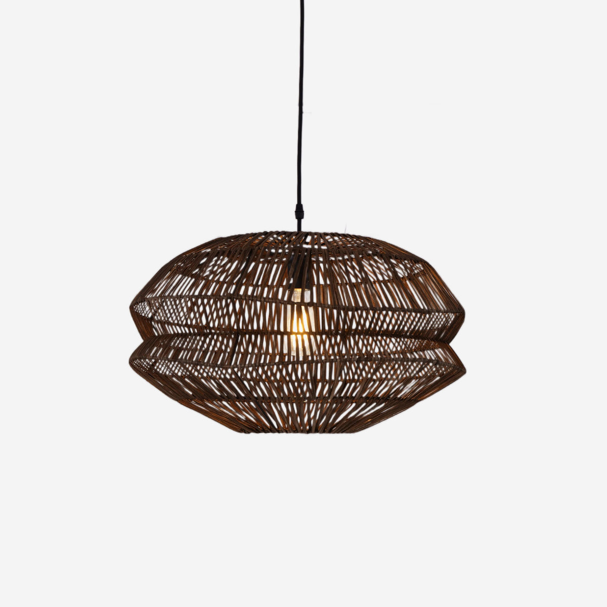 Lightsin Eco Friendly Rattan Pendant Light Handwoven Rustic Farmhouse Ceiling Light