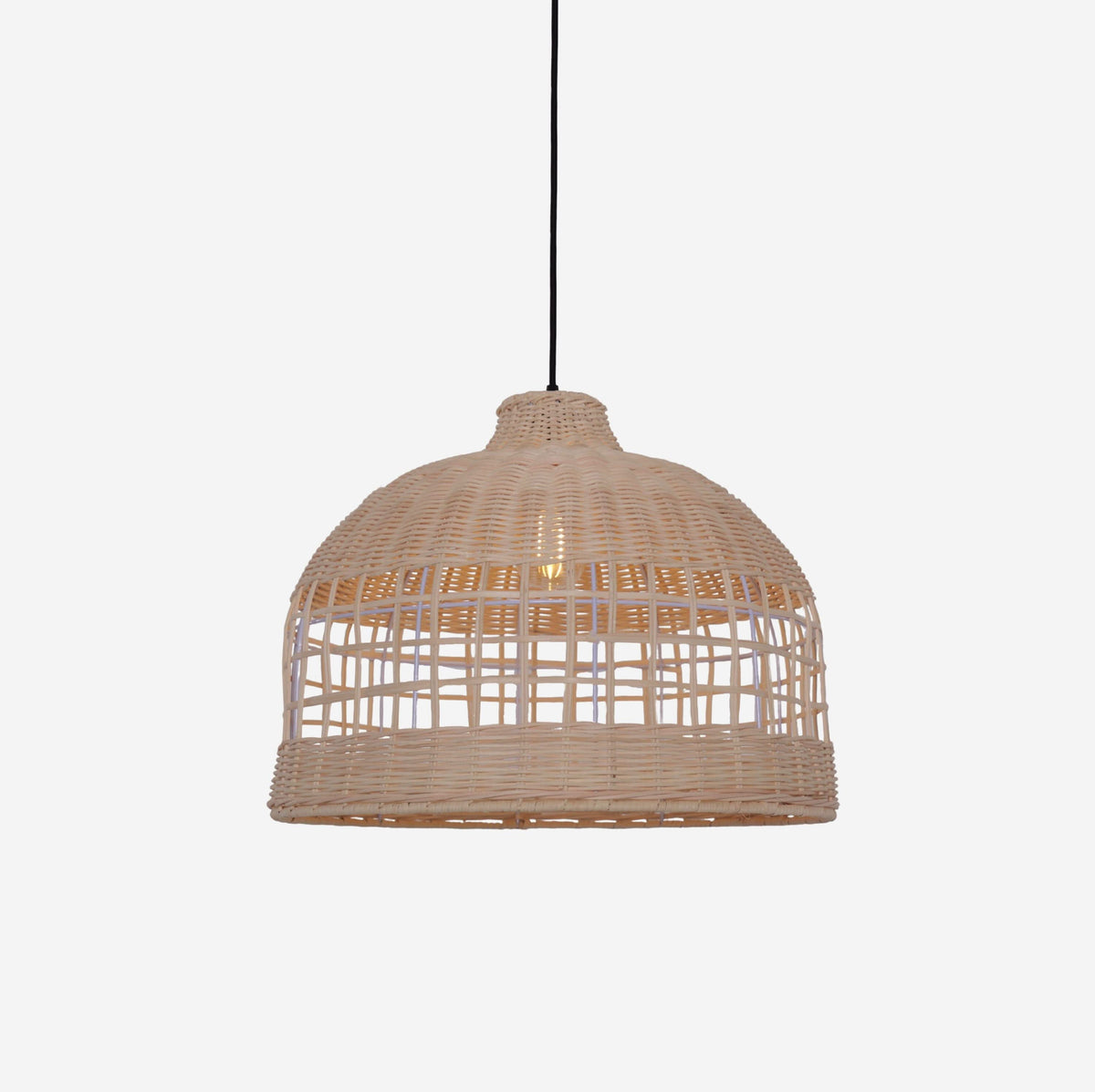 Lightsin Cella-Rattan Pendant Light – Handwoven Dome Ceiling Light with Lattice Design for Living Room, Bedroom & Kitchen